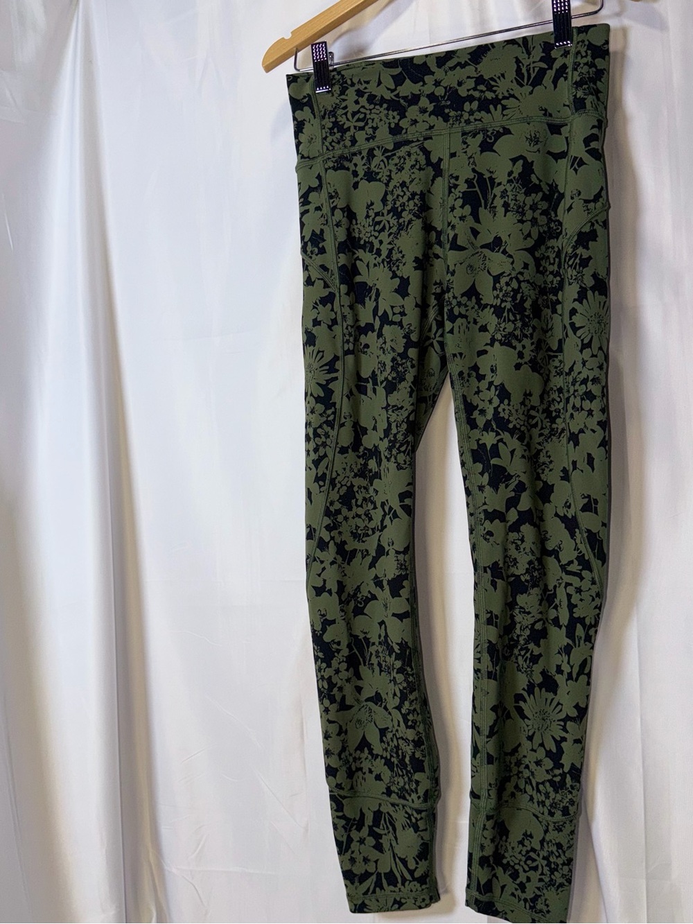 lululemon athletica Olive Green & Black Floral Leggings